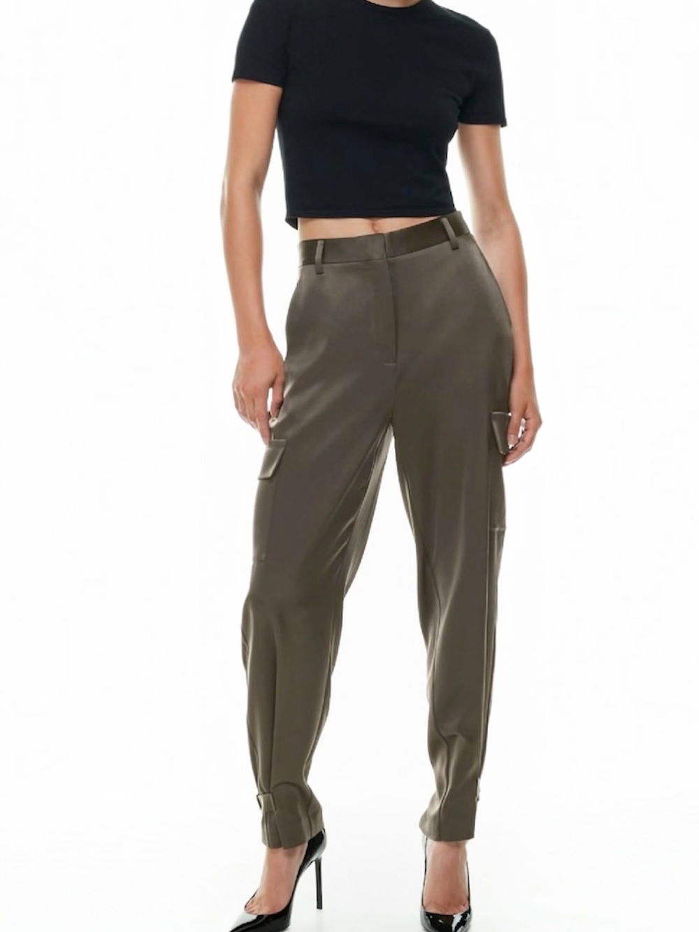 BABATON Aritzia Refined Satin Cargo Pant Rich Mocha Brown Sz 2